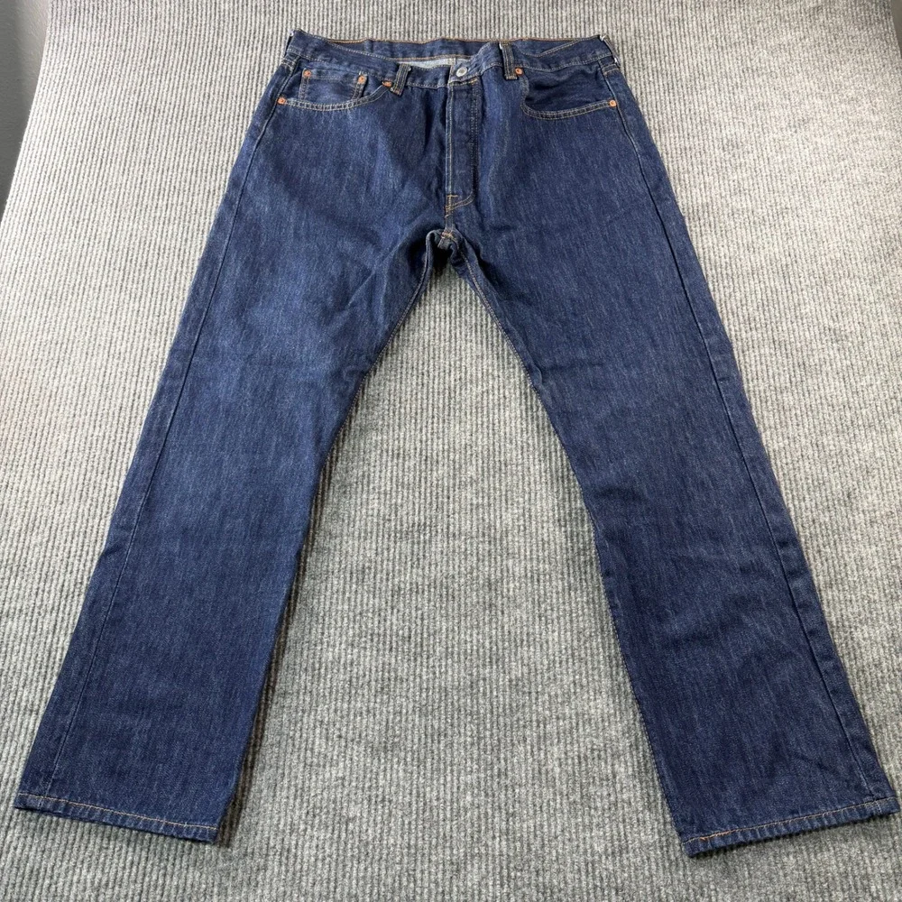 Levi's 501 Original Fit Jeans Mens 38x32 Dark Wash Excellent Button Fly Denim